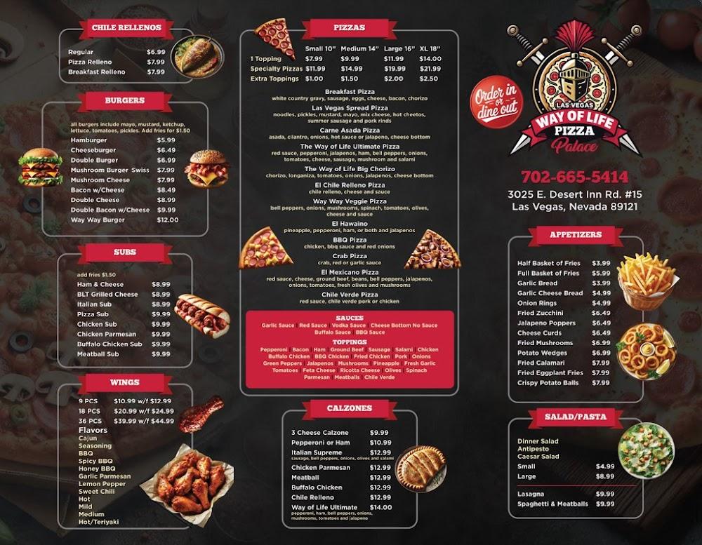 Way Of Life Pizza Palace Menu image 2
